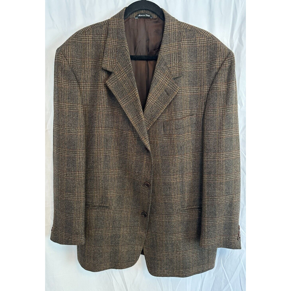 VINTAGE Vito Rufolo Mens Jacket 42R Plaid Sport Coat Giovanni Tonella Fabric